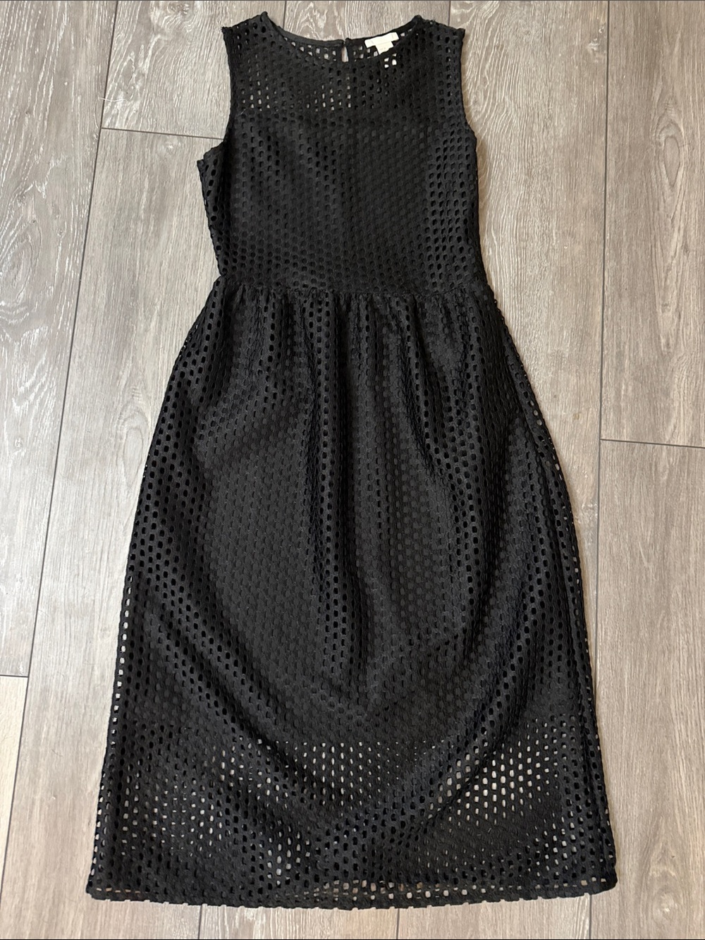 H&M Black Sleeveless Eyelet Midi Dress